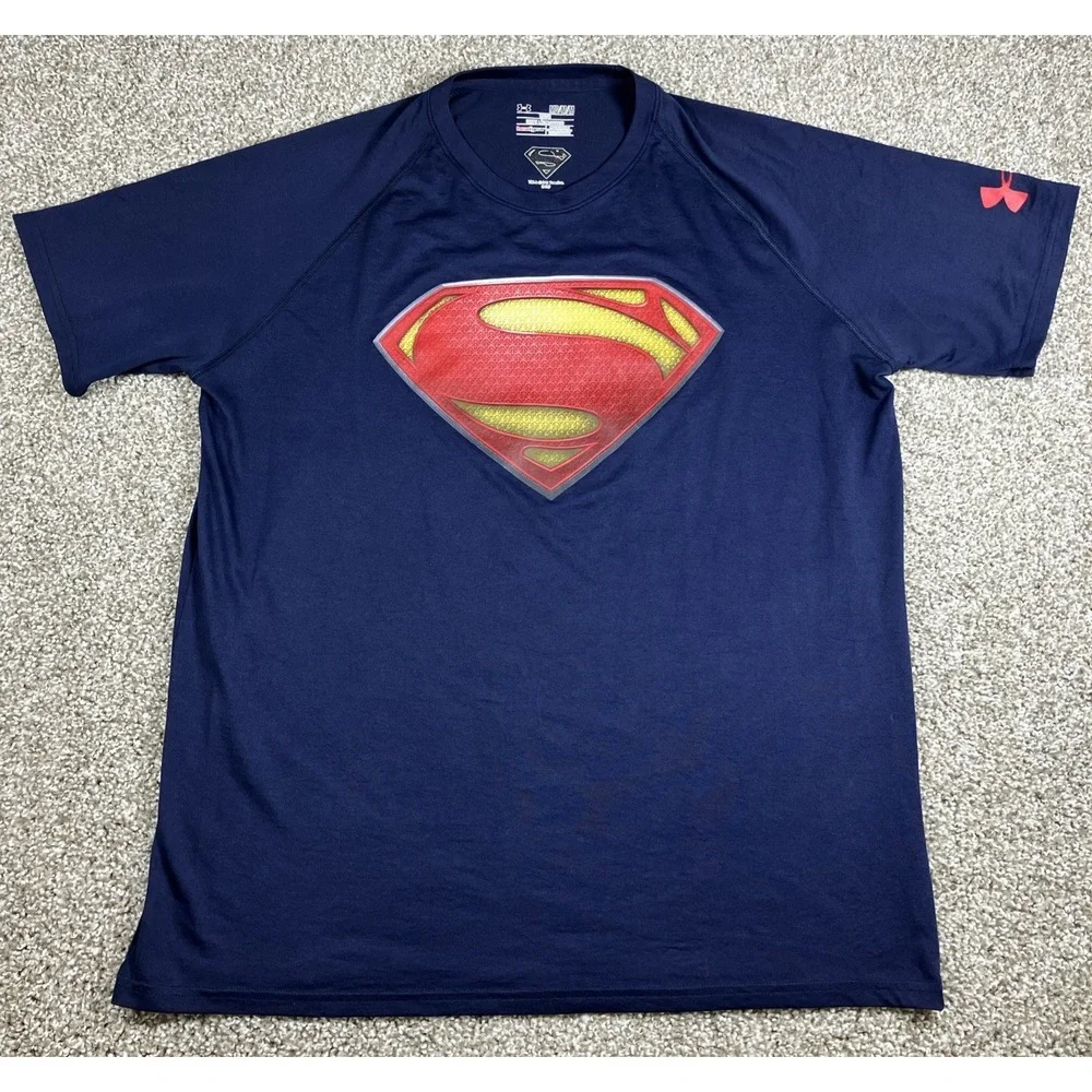 Under‎ Armour Superman Man Of Steel Loose Fit Shirt Men's Size Medium Heat Gear